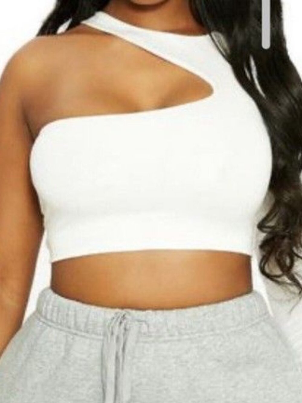 Lori Harvey x Naked Wardrobe NWT White Asymmetrical Cutout Crop Top Women’s 3X